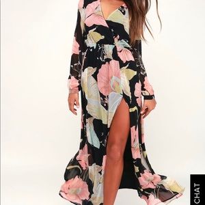 Floral print long sleeve maxi dress
